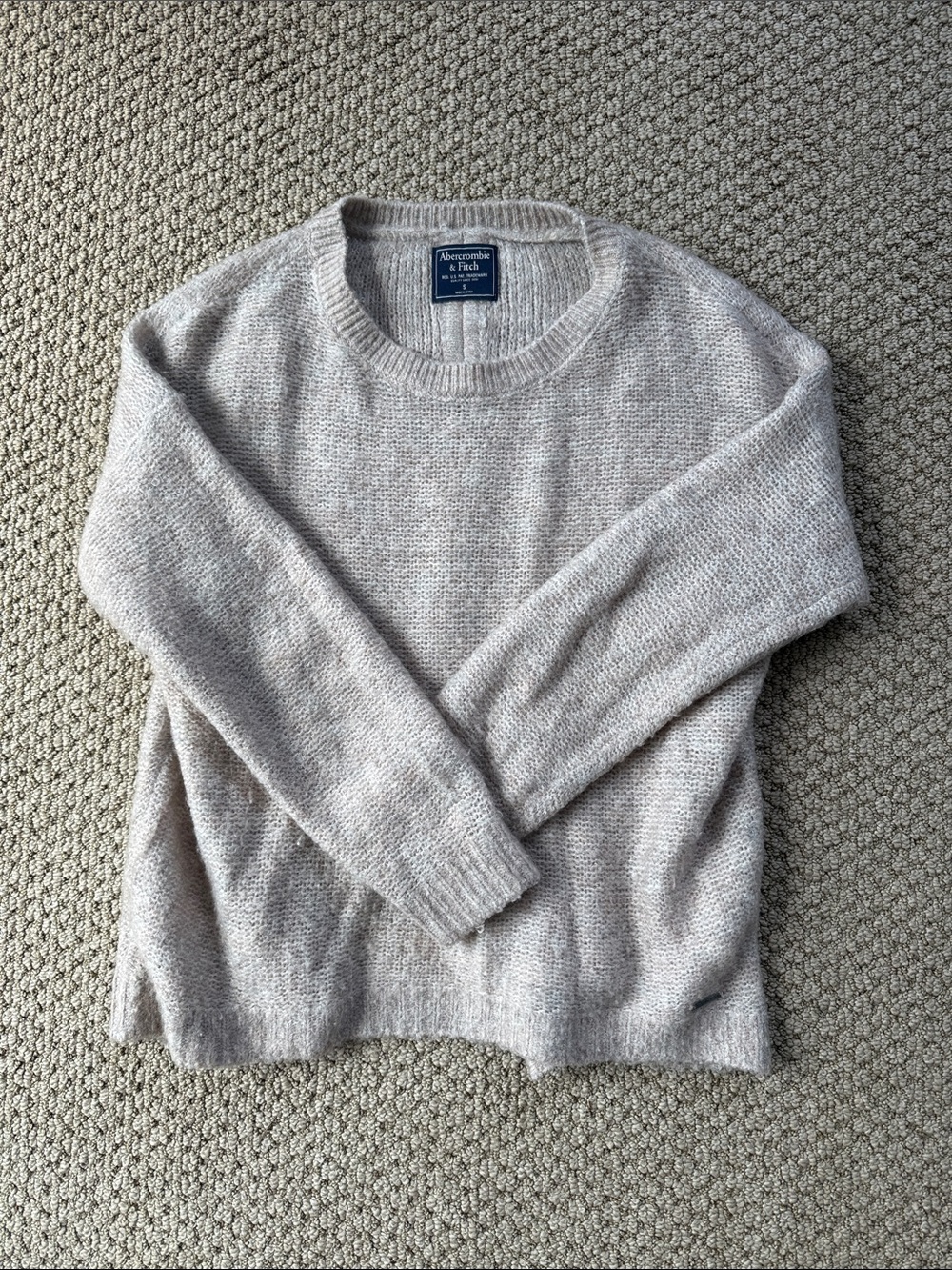 Abercrombie & Fitch Neutral Beige Crewneck Sweater